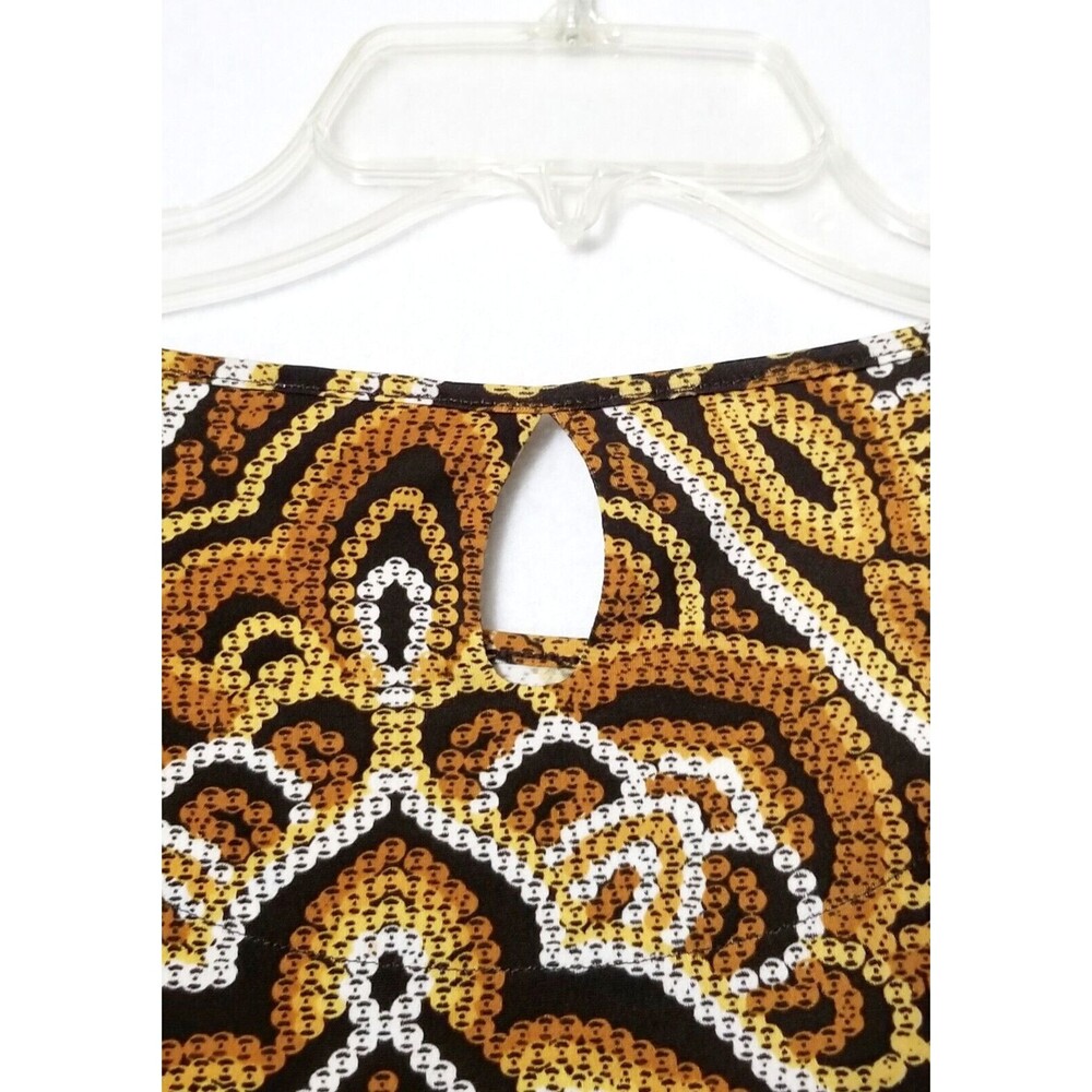 CHICO'S Sunflower Medallion Flare Sleeve Top Chicos 0 Small 4 Brown Black Gold - Picture 7 of 10